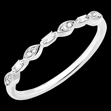 Frisheid Ring - Lichtgevende Waterval - 9 karaat witgoud en diamanten