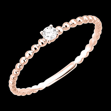 Frisheid Ring - Solitaire Bubble Rond - Roségoud 9 Karaat en Diamant