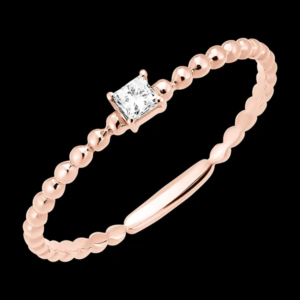 Frisheid Ring - Solitaire Bubble Prinses - 18 karaat roségoud en diamant