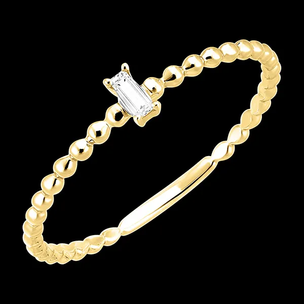 Frisheid Ring - Solitaire Bubble Smaragd - 9 karaat geelgoud en diamant