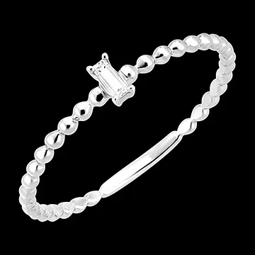 Frisheid Ring - Solitaire Bubble Smaragd - 18 karaat witgoud en diamant