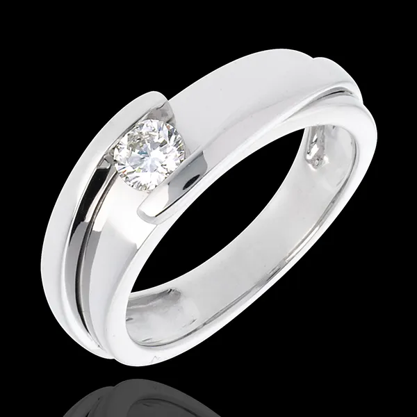 Ring Solitaire Liefdesnest - Tweepolig - 18 karaat witgoud (Zeer Groot Model) - 0.31 karaat - 18 karaat