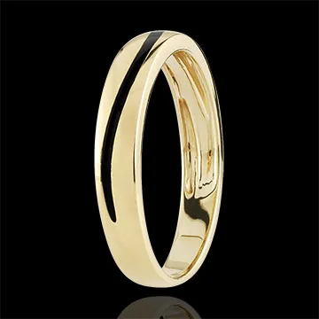 Trouwring Heren Chiaroscuro  - Curve - 9 karaat geelgoud en zwarte lak - 9 karaat