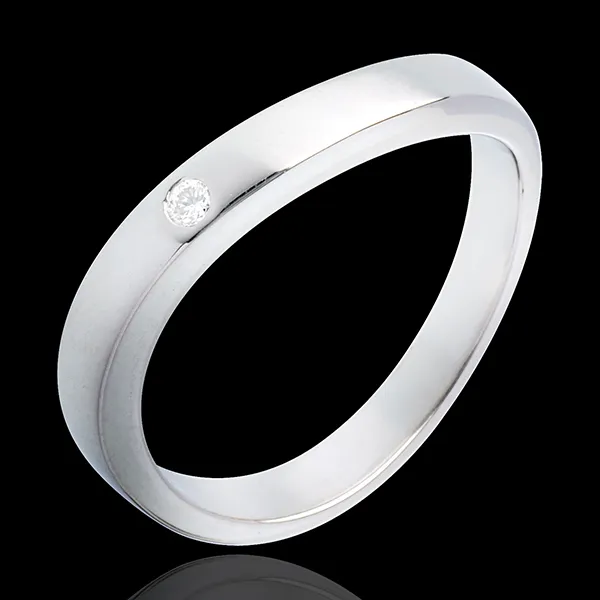 Elipse Ring 18 karaat witgoud 1 Diamant