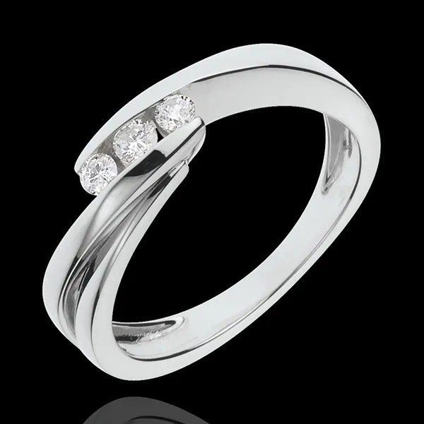 Trilogie Ring Liefdesnest - Ritounelle - 18 karaat witgoud - 3 Diamanten