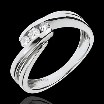 Trilogie Ring Liefdesnest - Ritounelle - 18 karaat witgoud - 0.21 karaat 3 Diamanten