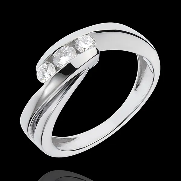 Trilogie Ring Liefdesnest - Ritounelle - 18 karaat witgoud - 0.32 karaat 3 Diamanten