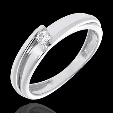 Ring Solitaire Liefdesnest - Tweepolig - 18 karaat witgoud - 0.08 karaat