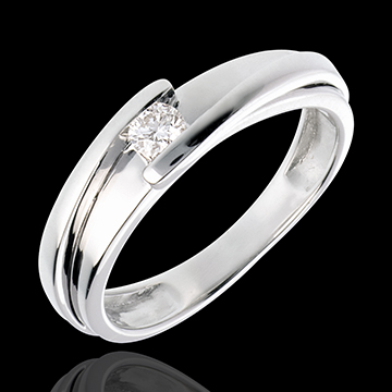 Solitaire Liefdesnest - Tweepolig - 18 karaat witgoud - Diamant 0.13 karaat - 18 karaat