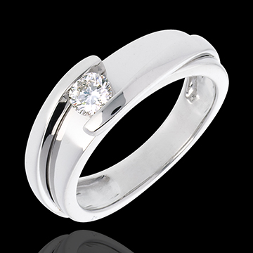 Ring Solitaire Liefdesnest - Tweepolig - 18 karaat witgoud (Zeer Groot Model) - 0.31 karaat - 18 karaat