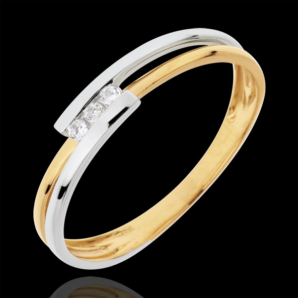 Trilogie ring Liefdesnest - Adoration - 18 karaat witgoud geelgoud