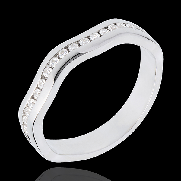 Illusie ring 18 karaat witgoud half bezet - rails - 16 Diamanten