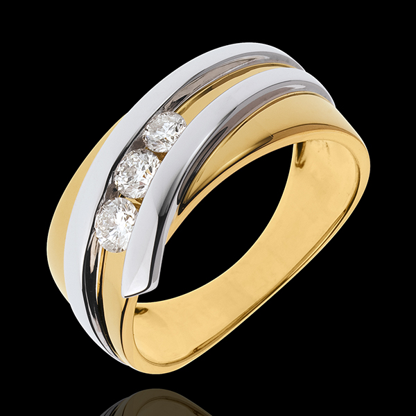 Trilogie ring Liefdesnest - Priscilla - 18 karaat witgoud en geelgoud - 0.31 karaat 3 Diamanten