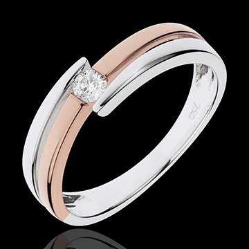 Ring Liefdesnest - Salome - 18 karaat witgoud en roségoud - Diamanten 0.10 karaat