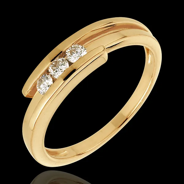 Trilogie ring Liefdesnest - Bipolair - 18 karaat geelgoud - 0.17 karaat