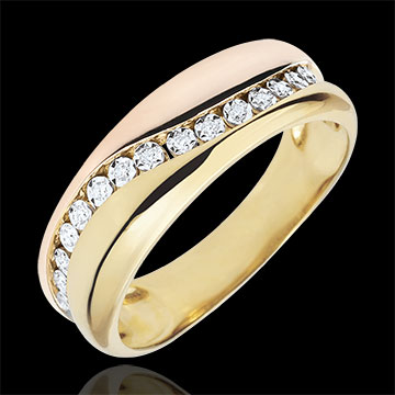 Ring Liefde - Multi-Diamanten - 18 karaat geelgoud en roségoud