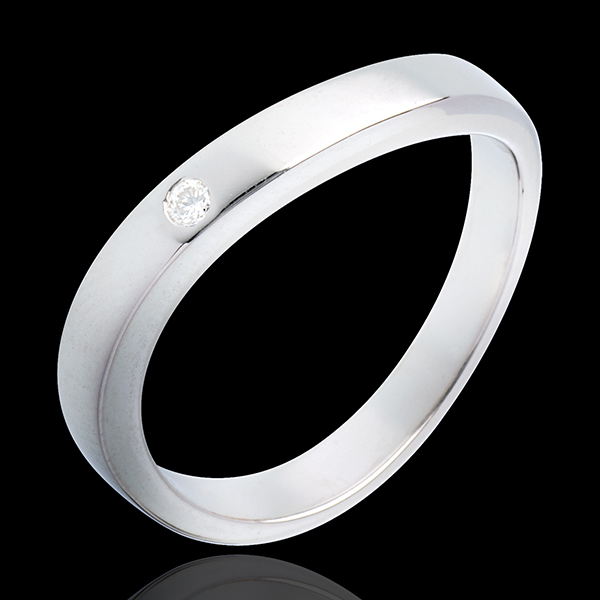 Elipse Ring 18 karaat witgoud 1 Diamant