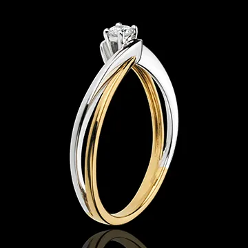 Solitaire Gloeidraad - 18 karaat geelgoud en witgoud - 0.08 karaat Diamant