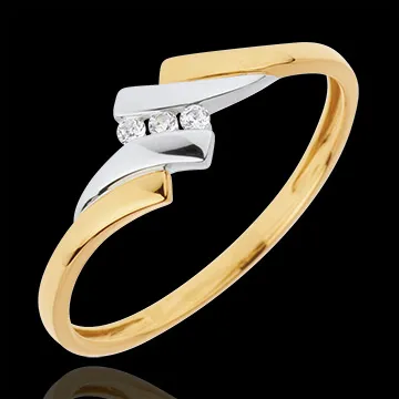Trilogie Ring Liefdesnest - Melody - 0.04 karaat Diamanten -18 karaat witgoud en geelgoud