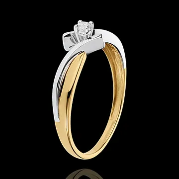 Solitaire Liefdesnest - Jupiter - 18 karaat witgoud en geelgoud - 0.05 karaat