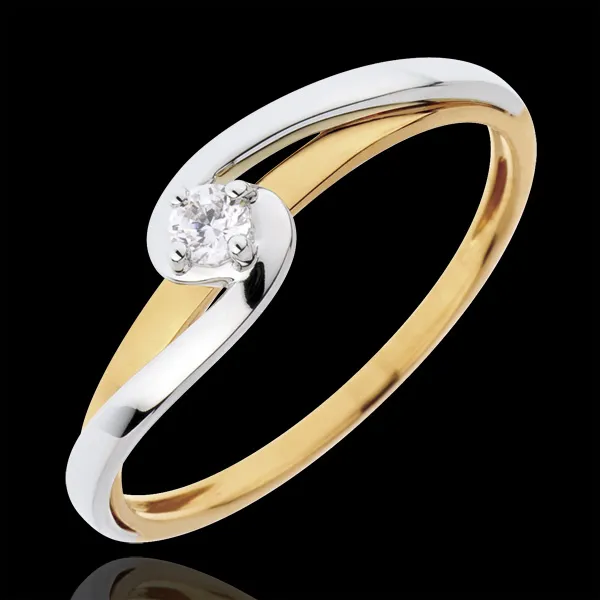 Solitaire Ring Silly - 0.08 karaat diamant - 18 karaat witgoud en geelgoud