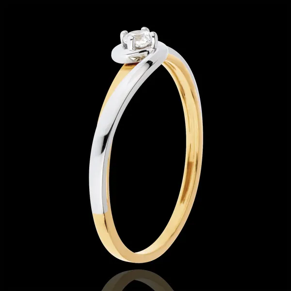 Solitaire Ring Silly - 0.08 karaat diamant - 18 karaat witgoud en geelgoud