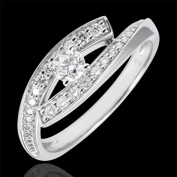 Ring Solitaire Liefdesnest - Diva - 18 karaat witgoud - klein formaat - 0,08 karaat