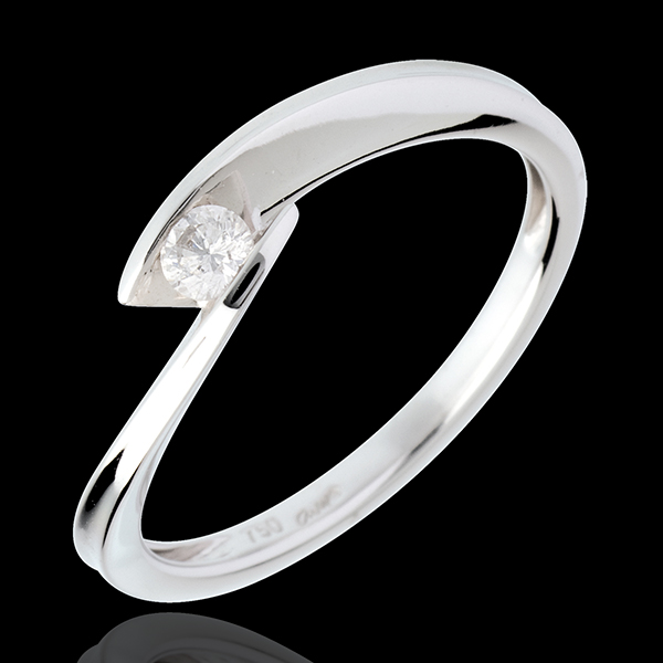 Ring Solitaire Liefdesnest - kreek - 18 karaat witgoud - 0.11 karaat 