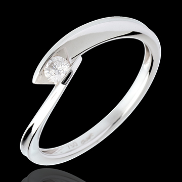 Ring Solitaire Liefdesnest - kreek - 18 karaat witgoud - 0.11 karaat 
