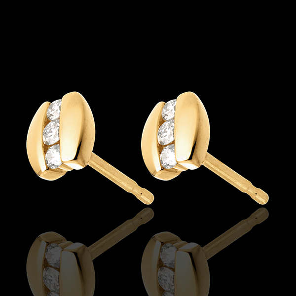Oorbellen Liefdesnest - TrilogieBracket - 18 karaat geelgoud - 6 Diamanten 0.13 karaat
