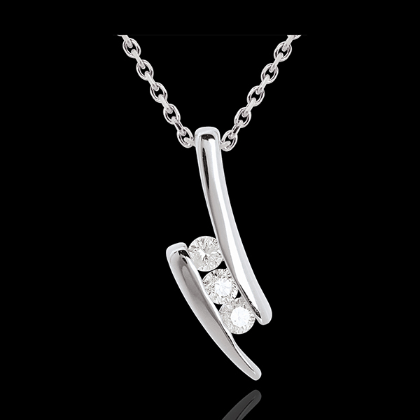 Trilogie Halsketting Citering - 18 karaat witgoud - 3 diamanten
