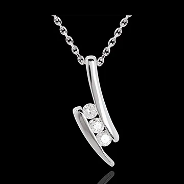Trilogie Halsketting Citering - 18 karaat witgoud - 3 diamanten