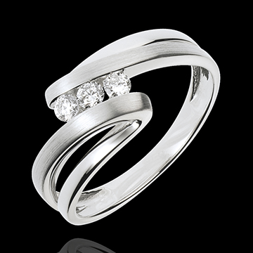 Trilogie Ring Liefdesnest - Najade - 18 karaat witgoud - 3 Diamanten