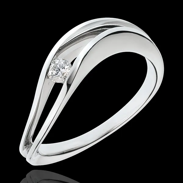 Ring Solitaire Liefdesnest - Onde de Nuit - 18 karaat witgoud