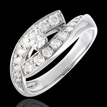 Ring Solitaire Liefdesnest - Diva - groot formaat - 0,15 karaat - 18 karaat witgoud