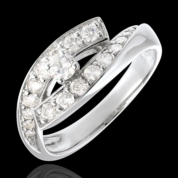 Ring Solitaire Liefdesnest - Diva - groot formaat - 0,15 karaat - 18 karaat witgoud