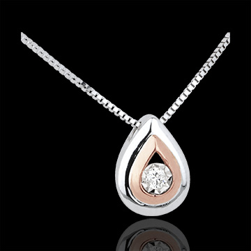 Halsketting Rendiertraan - 18 karaat witgoud roségoud met diamant