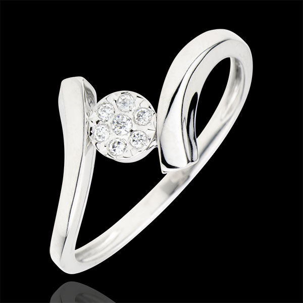 Ring Liefdesnest - Goudklomp - 18 karaat witgoud - 0.05 karaat
