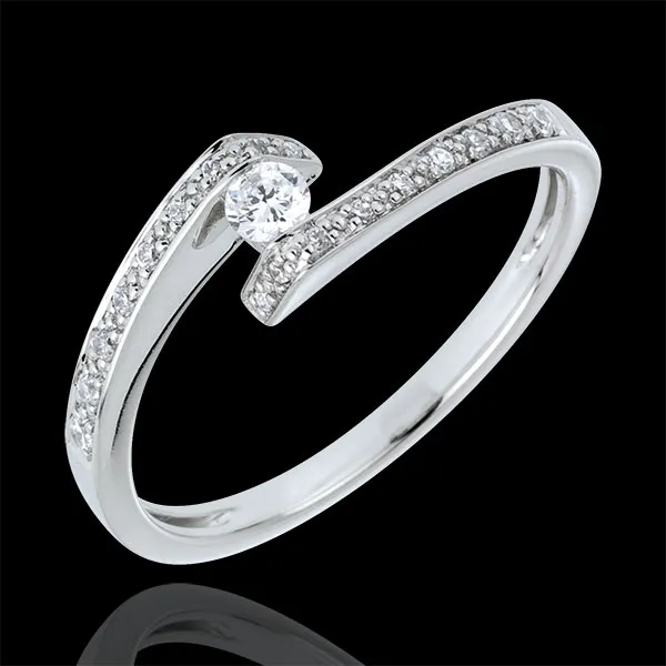 Ring Solitaire Liefdesnest - Belofte - 9 karaat witgoud - 0.08 karaat Diamant