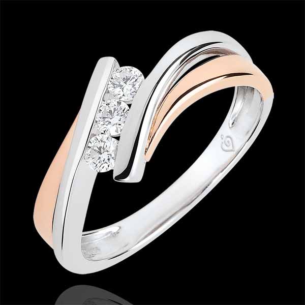 Verlovingsring Liefdesnest - Trilogie Diamant groot model - 18 karaat witgoud en roségoud