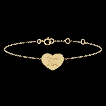 Bracelet médaille coeur gravée - or jaune 9 carats - Collection Lovely Yours - Edenly Yours