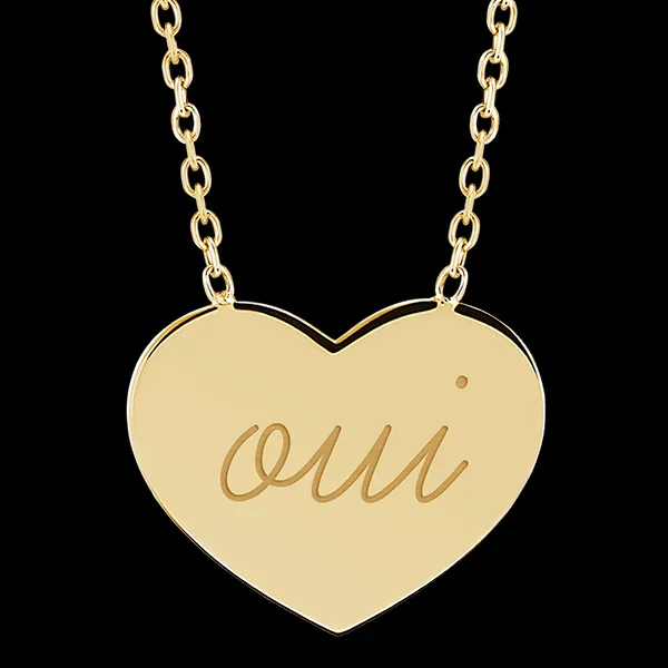 Collana medaglietta cuore incisa - oro giallo 9 carati - Collezione Lovely Yours - Edenly Yours