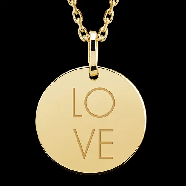Médaille ronde gravée - or jaune 9 carats - Collection Lovely Yours - Edenly Yours