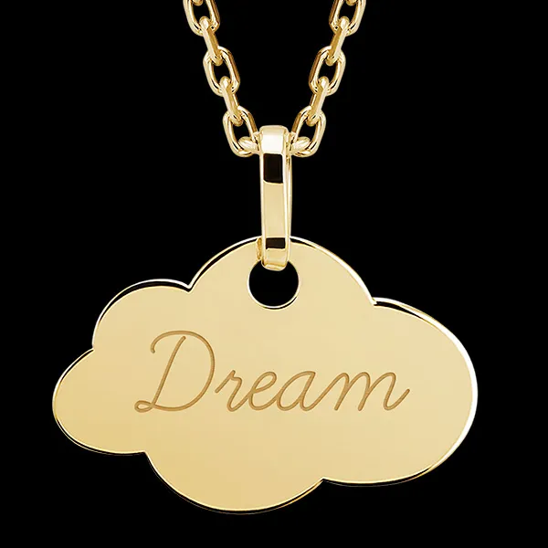 Medalla grabada en forma de nube - Oro amarillo de 9 quilates - Colección Lovely Yours - Edenly Yours