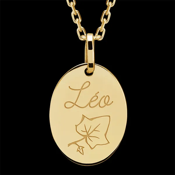 Medaglietta ovale incisa - oro giallo 9 carati - Collezione Lovely Yours - Edenly Yours