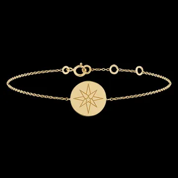 Brazalete con medalla grabada redonda - Oro amarillo de 9 quilates - Colección Lovely Yours - Edenly Yours