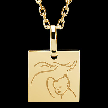 Médaille carrée gravée - or jaune 9 carats - Collection Lovely Yours - Edenly Yours