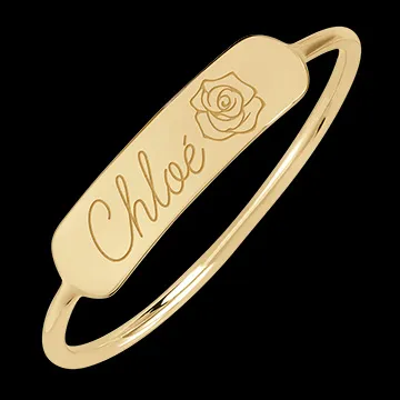 Anillo medallón rectangular grabado - Oro amarillo de 9 quilates - Colección Lovely Yours - Edenly Yours