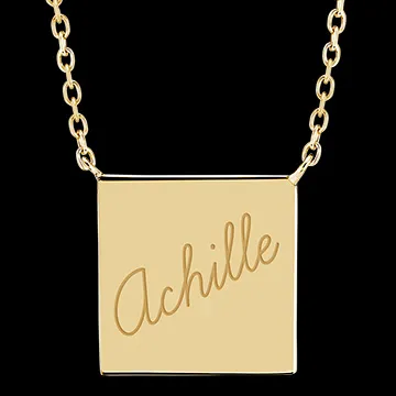 Collana medaglietta quadrata incisa - oro giallo 9 carati - Collezione Lovely Yours - Edenly Yours