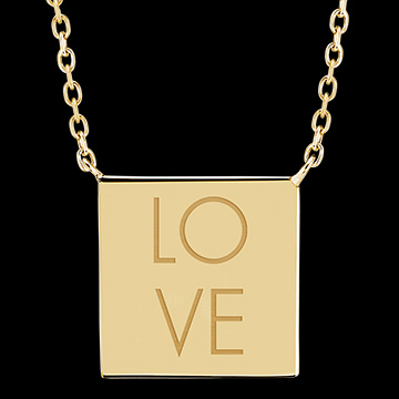 Collier médaille carrée gravé - or jaune 9 carats - Collection Lovely Yours - Edenly Yours